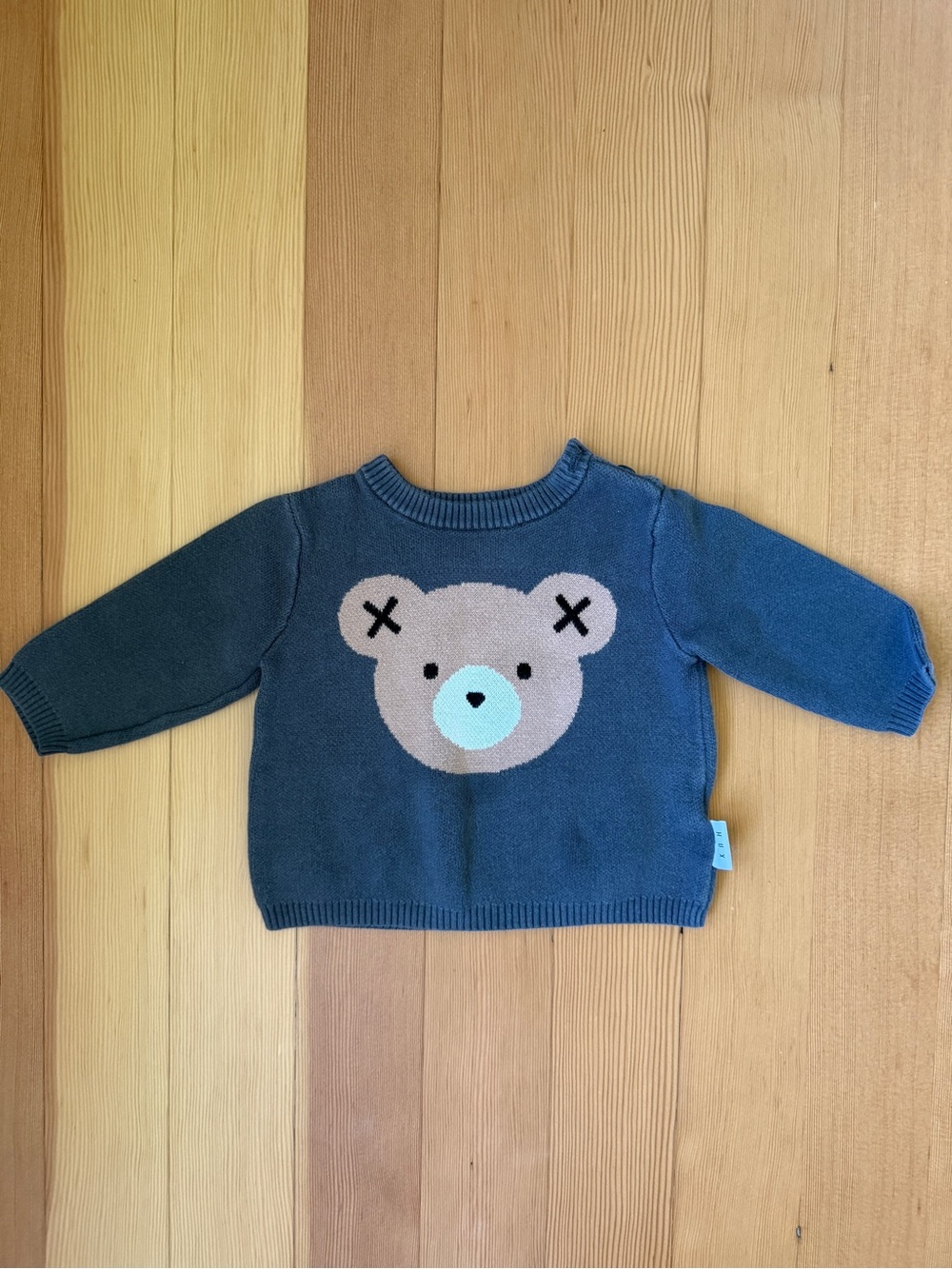 Huxbaby Gray Bear print Knit Sweater
